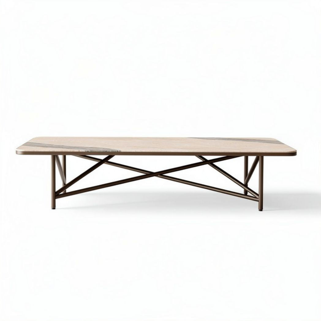 Rectangular coffee table with wooden top and metal frame 150 x 80 x 40cm
