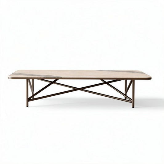 Rectangular coffee table with wooden top and metal frame 150 x 80 x 40cm
