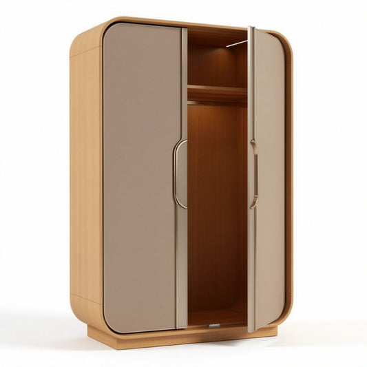 Wooden wardrobe with soft-close doors and LED lighting 180 x 100 x 60cm