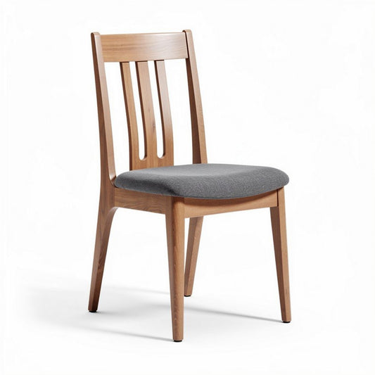 Wooden dining chair with gray upholstered seat 45 x 45 x 90cm