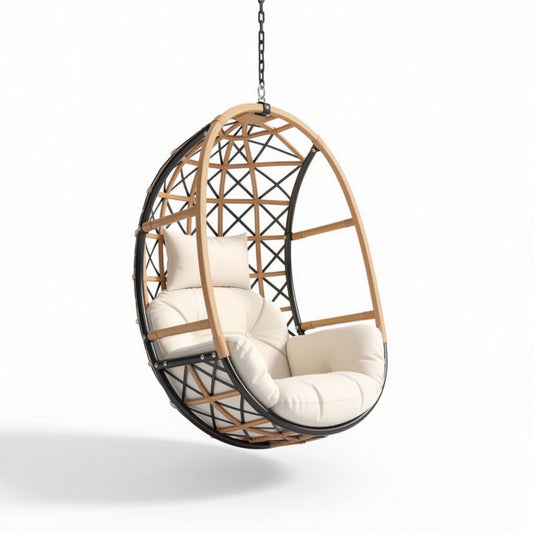 Hanging egg chair with cushion and support frame 100 x 80 x 120cm