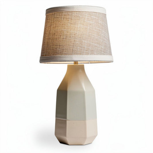 Ceramic table lamp with linen shade 25 x 25 x 50cm for home decor