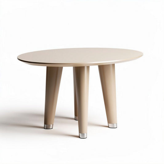 Round beige dining table suitable for various indoor settings 100 x 80 x 75cm