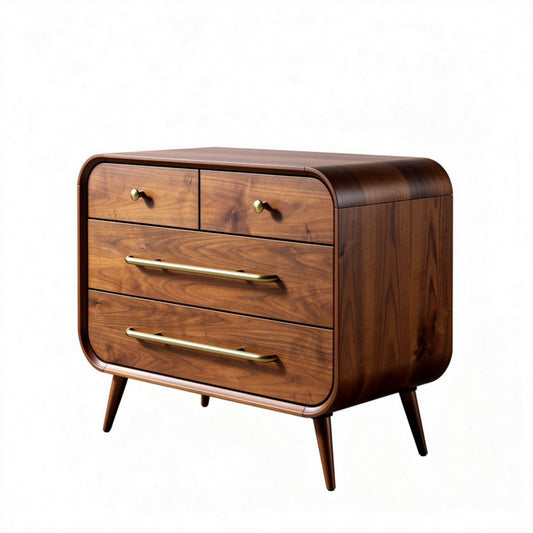 Wooden nightstand with three drawers and brass handles 50 x 40 x 45cm
