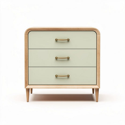 Wooden nightstand with three drawers in light green finish 60 x 40 x 75cm